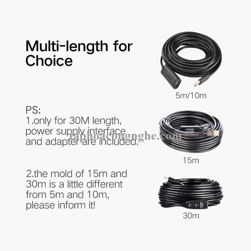 Ugreen 10325 25M màu Đen Cáp tín hiệu nối dài USB 2.0 có chip khuếch đại cao cấp US121 30010325